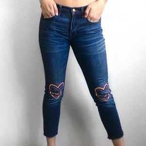 Madewell Slim Boyfriend Rainbow Berry Painted Jean